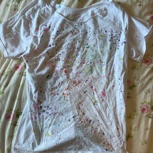 Handmade Paint Splatter Off the Shoulder T-Shirt Size M
